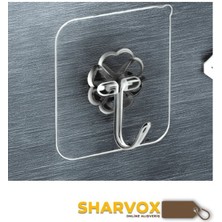 Sharvox 4 Adet Şeffaf Yapışkanlı Duvar Askısı – Kendinden Yapışkanlı Güçlü Kanca | Mutfak & Banyo