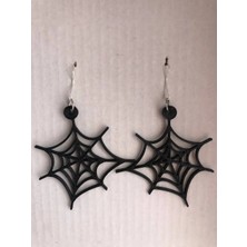 ADA 3D Gotik Stil Siyah Örümcek Ağı Motifli Sallantılı Hafif Kadın Küpe Modeli