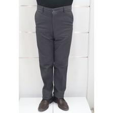 Toricelli Fistan Store Erkek Antrasit Düz Yüksek Bel Rahat Kalıp Yandan Cepli Boru Paça Büyük Beden Kışlık Keten Pantolon