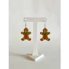 ADA 3D Eğlenceli Yılbaşı Konseptli Kurabiye Adam Figürlü Sallantılı Kadın Küpe Modeli