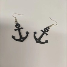 ADA 3D Kalp Detaylı Çapa Küpe Çifti - Denizci Ruh Sadakat Temalı Minimalist Aksesuar