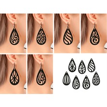 ADA 3D Farklı Motifli 6 Çift Siyah Damla Model Hafif Tasarım Çoklu Küpe Seti