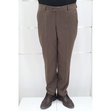 Toricelli Fistan Store Erkek Düz Yüksek Bel Rahat Kalıp Yandan Cepli Boru Paça Büyük Beden Kışlık Yünlü Kumaş Pantolon