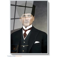 Tablonhazır Dikey Çerçeveli Cam Cam Ata 036 Modern Ev Dekoru Duvar Sanatı Ev Ofis Tablosu