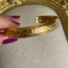 Moderncevher Koruyucu Bakış" Altın Kaplama Nazar Gözü Kelepçe Bileklik