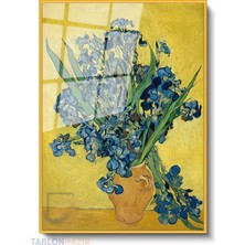 Tablonhazır Dikey Çerçeveli Cam Vangogh IRISES(1890) Modern Ev Dekoru Duvar Sanatı Ev Ofis Tablosu
