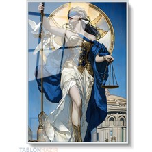 Tablonhazır Dikey Çerçeveli Cam Adaletkadın1 Modern Ev Dekoru Duvar Sanatı Ev Ofis Tablosu