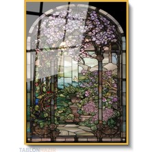 Tablonhazır Dikey Çerçeveli Cam Garden Stained Glass Window Design Modern Ev Dekoru Duvar Sanatı Ev Ofis Tablosu