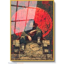Tablonhazır Dikey Çerçeveli Cam Itachi2 Modern Ev Dekoru Duvar Sanatı Ev Ofis Tablosu