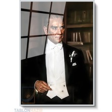 Tablonhazır Dikey Çerçeveli Cam Cam Ata 041 Modern Ev Dekoru Duvar Sanatı Ev Ofis Tablosu