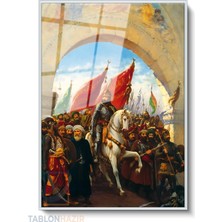 Tablonhazır Dikey Çerçeveli Cam Fetih Tablosu Modern Ev Dekoru Duvar Sanatı Ev Ofis Tablosu