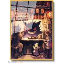 Tablonhazır Dikey Çerçeveli Cam Gengar Modern Ev Dekoru Duvar Sanatı Ev Ofis Tablosu