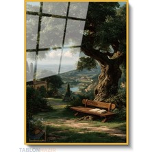 Tablonhazır Dikey Çerçeveli Cam Kitap Manzara Modern Ev Dekoru Duvar Sanatı Ev Ofis Tablosu