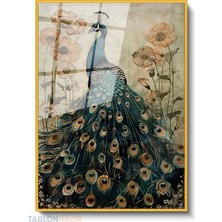 Tablonhazır Dikey Çerçeveli Cam Klasik Tavuzkusu Modern Ev Dekoru Duvar Sanatı Ev Ofis Tablosu