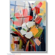 Tablonhazır Dikey Çerçeveli Cam Soyut 0025 Modern Ev Dekoru Duvar Sanatı Ev Ofis Tablosu