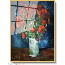 Tablonhazır Dikey Çerçeveli Cam Vangogh 39 Modern Ev Dekoru Duvar Sanatı Ev Ofis Tablosu