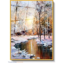 Tablonhazır Dikey Çerçeveli Cam Gol Kar Modern Ev Dekoru Duvar Sanatı Ev Ofis Tablosu