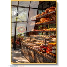 Tablonhazır Dikey Çerçeveli Cam Pastane Modern Ev Dekoru Duvar Sanatı Ev Ofis Tablosu