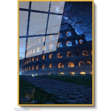Tablonhazır Dikey Çerçeveli Cam Gece Roma Modern Ev Dekoru Duvar Sanatı Ev Ofis Tablosu