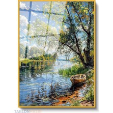 Tablonhazır Dikey Çerçeveli Cam Gol Kenarındaki Manzara Modern Ev Dekoru Duvar Sanatı Ev Ofis Tablosu