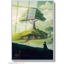 Tablonhazır Dikey Çerçeveli Cam Lotr 1 Shire Modern Ev Dekoru Duvar Sanatı Ev Ofis Tablosu