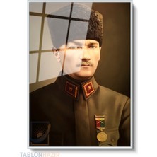 Tablonhazır Dikey Çerçeveli Cam Cam Ata 026 Modern Ev Dekoru Duvar Sanatı Ev Ofis Tablosu