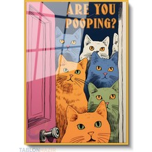 Tablonhazır Dikey Çerçeveli Cam Kedilerr Modern Ev Dekoru Duvar Sanatı Ev Ofis Tablosu