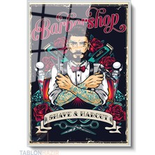 Tablonhazır Dikey Çerçeveli Cam Berber Dukkani Modern Ev Dekoru Duvar Sanatı Ev Ofis Tablosu