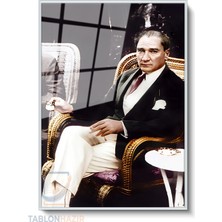 Tablonhazır Dikey Çerçeveli Cam Cam Ata 025 Ham Modern Ev Dekoru Duvar Sanatı Ev Ofis Tablosu