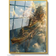 Tablonhazır Dikey Çerçeveli Cam Ucan Saray Gemi Modern Ev Dekoru Duvar Sanatı Ev Ofis Tablosu