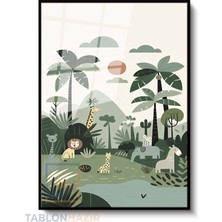 Tablonhazır Dikey Çerçeveli Cam Sevimli Hayvanlar Modern Ev Dekoru Duvar Sanatı Ev Ofis Tablosu