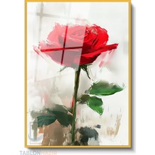 Tablonhazır Dikey Çerçeveli Cam Tasarim Gul Modern Ev Dekoru Duvar Sanatı Ev Ofis Tablosu