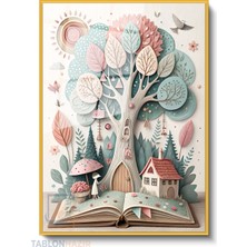 Tablonhazır Dikey Çerçeveli Cam Kitap Dünyasi Modern Ev Dekoru Duvar Sanatı Ev Ofis Tablosu