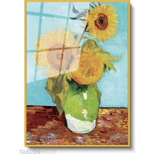 Tablonhazır Dikey Çerçeveli Cam Vangogh 101 Modern Ev Dekoru Duvar Sanatı Ev Ofis Tablosu