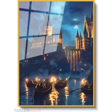 Tablonhazır Dikey Çerçeveli Cam Hogwards Kayiklar Modern Ev Dekoru Duvar Sanatı Ev Ofis Tablosu