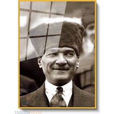 Tablonhazır Dikey Çerçeveli Cam Cam Ata 035 Modern Ev Dekoru Duvar Sanatı Ev Ofis Tablosu
