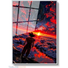 Tablonhazır Dikey Çerçeveli Cam Goku Dragon Modern Ev Dekoru Duvar Sanatı Ev Ofis Tablosu