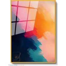Tablonhazır Dikey Çerçeveli Cam Soyut 0016 Modern Ev Dekoru Duvar Sanatı Ev Ofis Tablosu