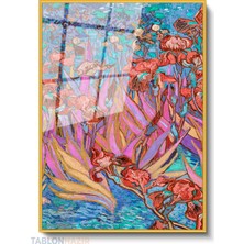 Tablonhazır Dikey Çerçeveli Cam Vangogh 119 Modern Ev Dekoru Duvar Sanatı Ev Ofis Tablosu