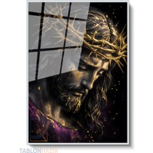 Tablonhazır Dikey Çerçeveli Cam Isa Soyut Tasarim Modern Ev Dekoru Duvar Sanatı Ev Ofis Tablosu