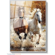 Tablonhazır Dikey Çerçeveli Cam Kahverengi Beyaz Aylar Modern Ev Dekoru Duvar Sanatı Ev Ofis Tablosu