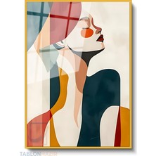 Tablonhazır Dikey Çerçeveli Cam Soyut 0034 Modern Ev Dekoru Duvar Sanatı Ev Ofis Tablosu