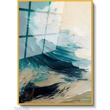 Tablonhazır Dikey Çerçeveli Cam Soyut 0018 Modern Ev Dekoru Duvar Sanatı Ev Ofis Tablosu