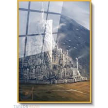 Tablonhazır Dikey Çerçeveli Cam Minas Tirith Modern Ev Dekoru Duvar Sanatı Ev Ofis Tablosu