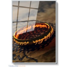 Tablonhazır Dikey Çerçeveli Cam Lotr Yuzuk Modern Ev Dekoru Duvar Sanatı Ev Ofis Tablosu