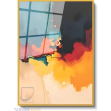 Tablonhazır Dikey Çerçeveli Cam Soyut 0035 Modern Ev Dekoru Duvar Sanatı Ev Ofis Tablosu