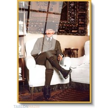 Tablonhazır Dikey Çerçeveli Cam Cam Ata 022 Modern Ev Dekoru Duvar Sanatı Ev Ofis Tablosu