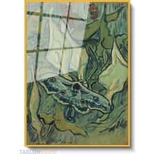 Tablonhazır Dikey Çerçeveli Cam Vangogh Emperormoth Modern Ev Dekoru Duvar Sanatı Ev Ofis Tablosu