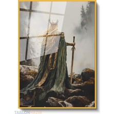 Tablonhazır Dikey Çerçeveli Cam Kadin Savasci Modern Ev Dekoru Duvar Sanatı Ev Ofis Tablosu