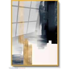 Tablonhazır Dikey Çerçeveli Cam Soyut 0044 2 Modern Ev Dekoru Duvar Sanatı Ev Ofis Tablosu